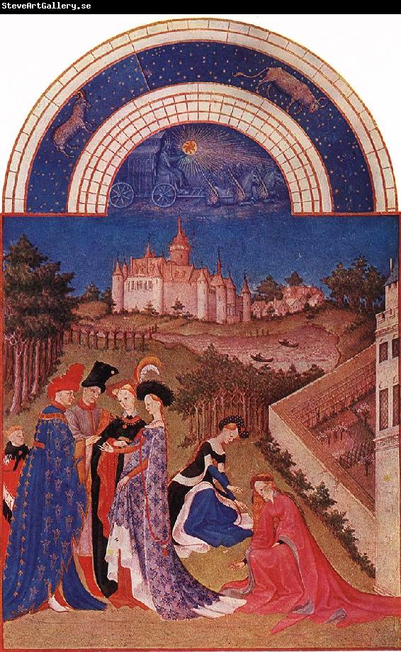 LIMBOURG brothers Les trs riches heures du Duc de Berry: Avril (April) tg